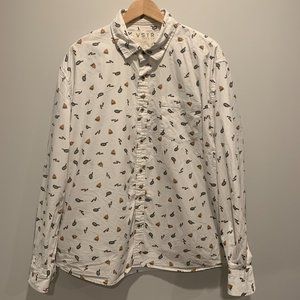 Campfire Pattern VSTR Men's Long Sleeve Button Up Shirt